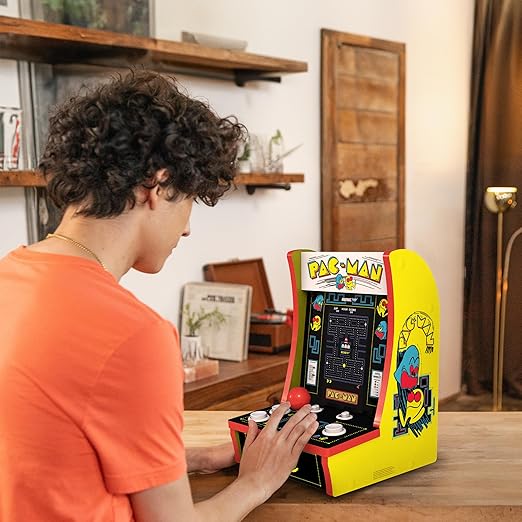 Arcade1Up Pac-Man Countercade Countertop Arcade Machine with 3 Retro Games, 7" LCD Screen and Full Size Real Feel Joysticks and Buttons,