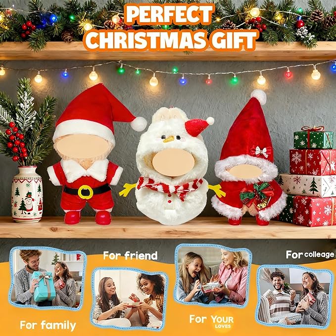 Christmas Doll Clothes for 17cm Dolls, 3 Sets Christmas Outfits Snow Man Santa Claus with Santa Hat Top Shoes & Accessories for Dolls Holiday Dressing up(No Doll)
