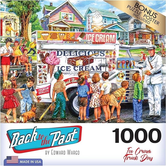 RoseArt - Back to The Past - Ice Cream Truck Day - 1000 Piece Jigsaw Puzzle for Adults