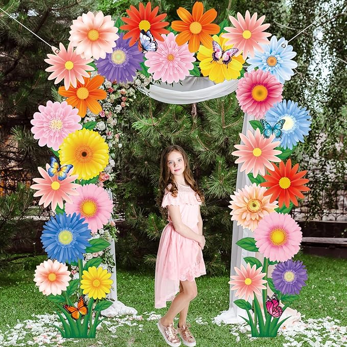 3Pcs Spring Door Porch Banner Spring Theme Party Decorations Flower Door Cover Hanging Banner Flowers Butterfly Porch Sign Photo Props Backdrop for Summer Floral Baby Shower School Home Party Supplies