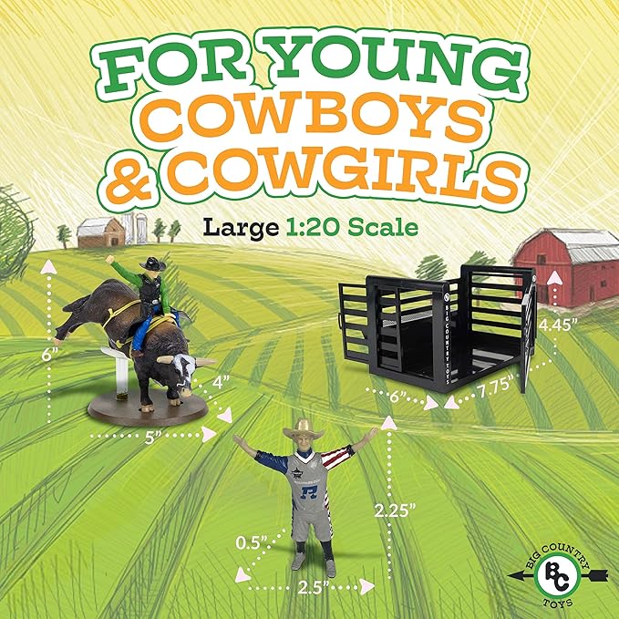 Big Country Toys 13 Piece PBR Bull Riding Playset - Rodeo Toys - Toy Figures & Playsets