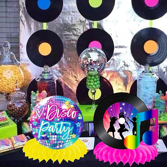 10Pcs 70s Disco Honeycomb Centerpieces Disco Fever Party Decorations Dancing Queen Party Table Centerpieces 70s Party Supplies 1970s Disco Party Centerpieces for Table