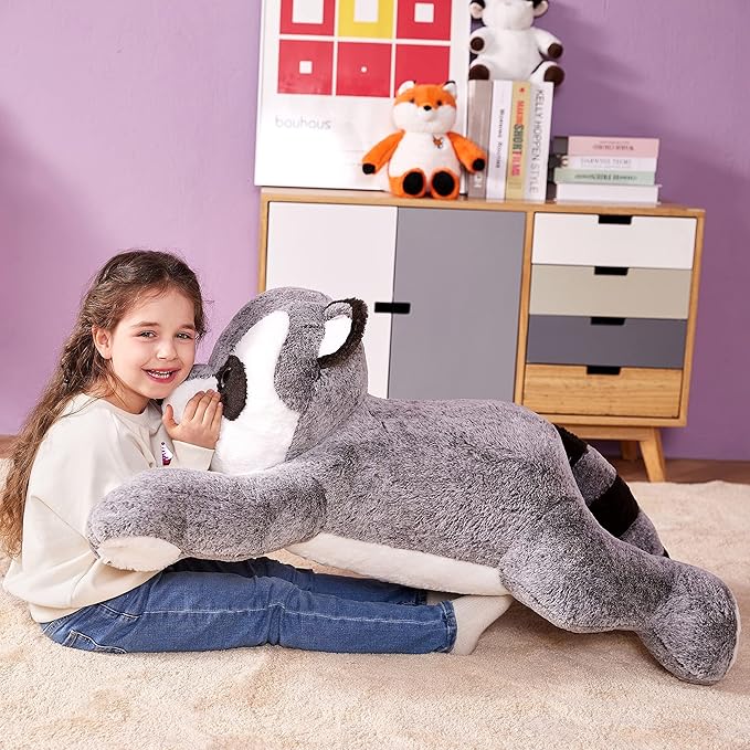 IKASA Giant Raccoon Stuffed Animal Plush Toy,Large Racoon 30" Cute Jumbo Soft Toys,Huge Big Size Plushy Fluffy Fat Oversized Plushie,Gifts for Kids