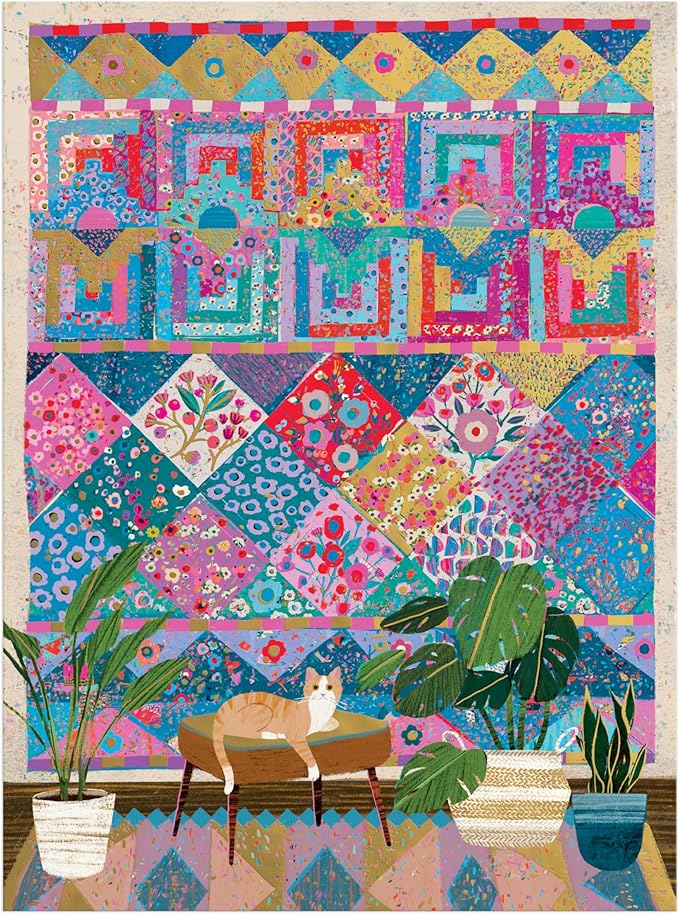 Galison Quilter's Corner – 1000 Piece Victoria Ball Jigsaw Puzzle Featuring Beautiful Artwork of Quilts and Textile Arts