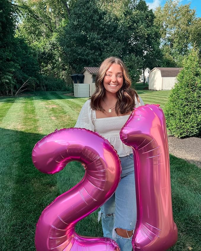 Pink 7 Balloon, Number Balloons 40 Inch, 7th Birthday Decorations for Girls Kids, Party Decoration for Women, Number 7 Balloon