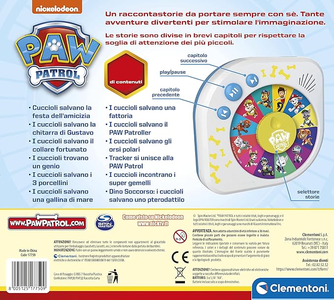 Clementoni Tells Paw Patrol stories – tells stories for children, many adventures of the Paw Patrol puppy team, interactive game for children from 3 years old, language