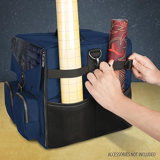 ENHANCE Board Game Shoulder Bag - Collector's Edition Board Game Storage with Shoulder Strap and Accessories Pockets for Dice, Cards, More - Reinforced Carrier Protects Tabletop Games (Dragon Blue)