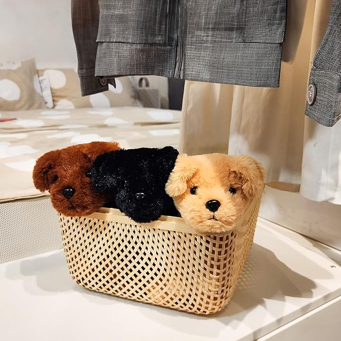 Small Retrievers Labs Labrador Puppy Dog Stuffed Animals Plush Toys for Kids Boys Girls Birthday Bedtime Easter, 7.9" Black