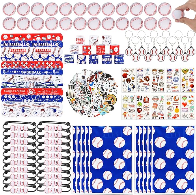Kolewo4ever 294 Pieces Baseball Party Supplies Baseball Themed Birthday Gift Goodie Bags for Sports Party Supplies