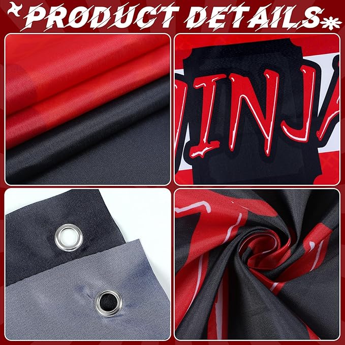 Ninja Birthday Party Decorations Door Banner Party Supplies Kidz Ninja Themed Door Hanging Warrior Theme Backdrop Banner for Kids Boys Girl Karate Birthday Decor