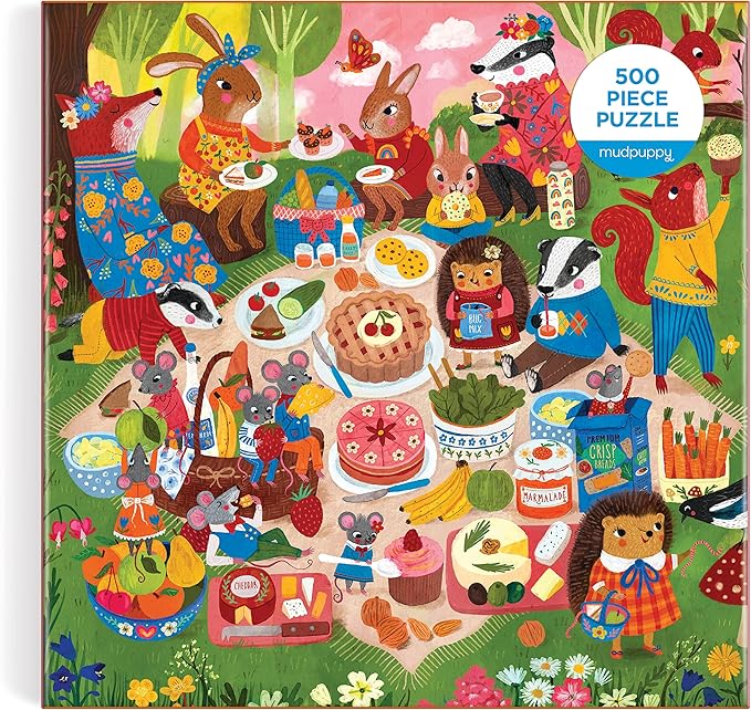 Mudpuppy Woodland Picnic 500 Piece Family Puzzle