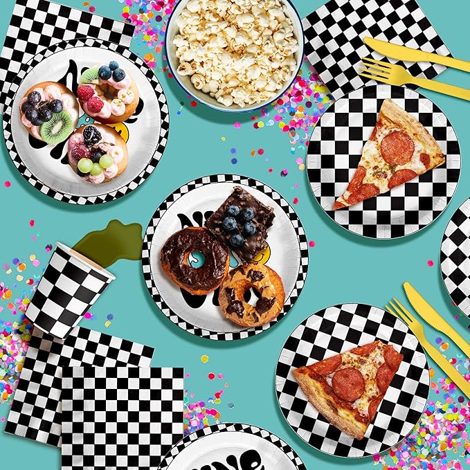 Nine is a Vibe Smiley Face 9th Birthday Party Supplies - 64 Piece Boys Ninth Birthday Tableware Set Includes Large 9" Dinner Plates and 8" Dessert Paper Plates Napkins Cups - Kit for 16