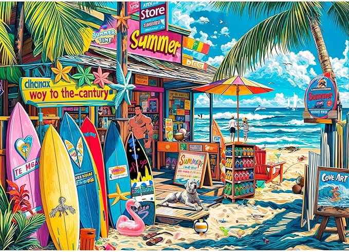 Jigsaw Puzzles for Adults 1000 Pieces, Interlock Perfectly Letter on Back No Dust, Home Decor Birthday Party Gift Toy for Men Women Elders Seniors, 1:1 Poster-Coast Grocery