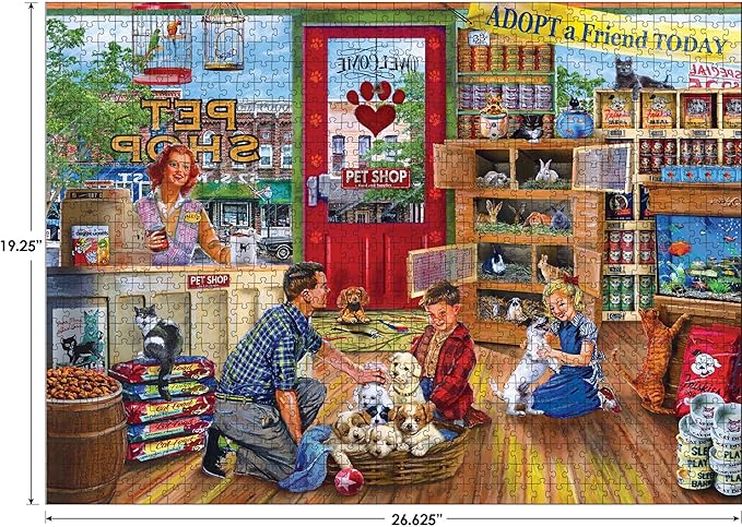 RoseArt - Back to The Past - Pet Store Friends - 1000 Piece Jigsaw Puzzle for Adults
