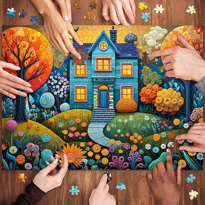 Jigsaw Puzzles for Adults 1000 Pieces, Interlock Perfectly Letter on Back No Dust, Home Decor Birthday Party Gift Toy for Men Women Elders Seniors, 1:1 Poster-Beautiful Homes
