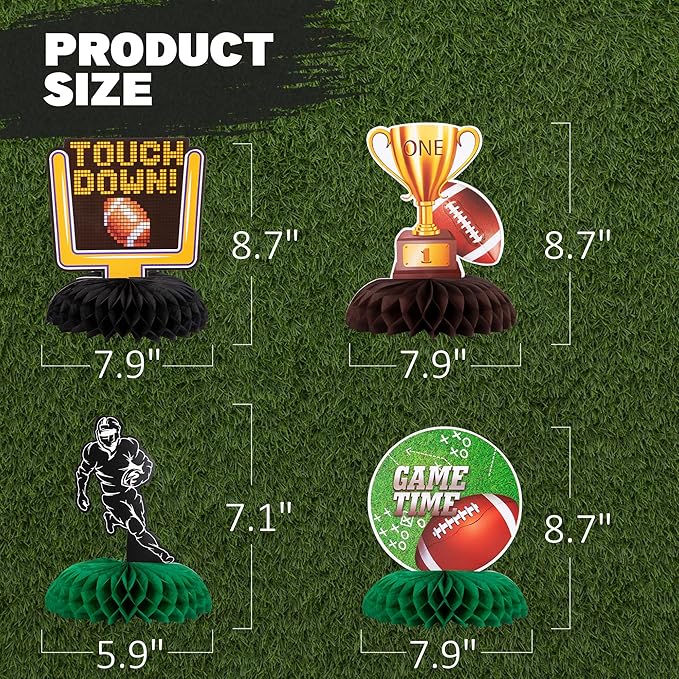 ArtCreativity Football Centerpieces for Table - Set of 10 - Sports Football Party Table Centerpiece Decoration - Football Table Party Supplies for Tailgates - Football Birthday Party Centerpiece Decor