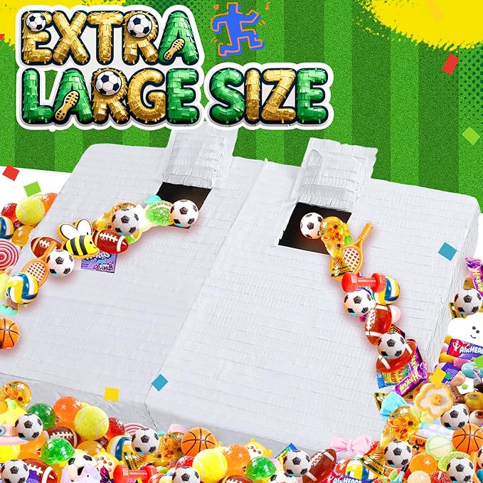 Large Soccer Ball Piñata-Soccer Party decoration Pinata with Blindfold Bat for Kids Sports Themed Birthday Party Supplies