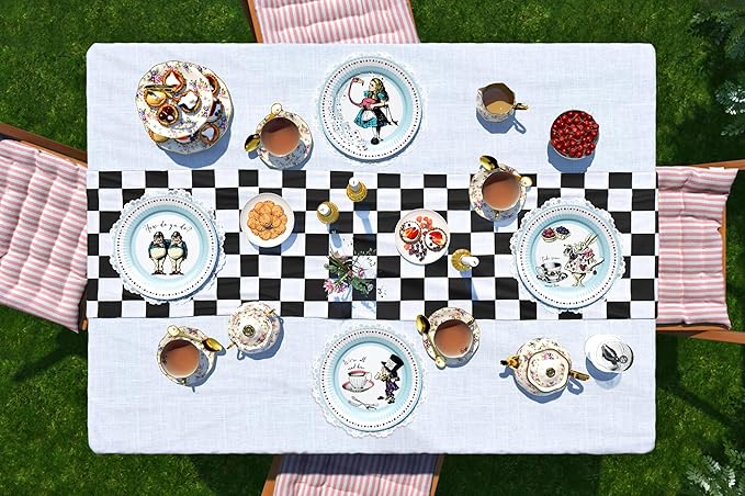 Talking Tables Alice in Wonderland Plates - Disposable Tableware for Mad Hatter's Tea Party Supplies, Birthday, Baby Shower, World Book Day, 4X Character Designs,Blue, Large