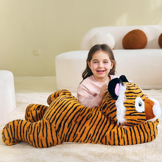 IKASA Giant Tiger Stuffed Animal Plush Toy,Large Cute 30" Jumbo Soft Toys,Huge Big Size Plushy Fluffy Fat Oversized Plushie,Gifts for Kids