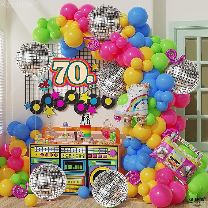 KatchOn, Silver Disco Ball Balloons - Huge 22 Inch, Pack of 6 | 4D Sphere Balloons for Disco Party Decorations | Silver Birthday Decorations | Retro Party Decoration, 70's Theme Party, Anniversary