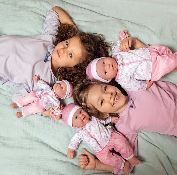 La Baby Caucasian 11-inch Small Soft Body Baby Doll | JC Toys - La Baby | Washable |Removable White and Pink Outfit w/Hat, Pacifier & Blanket | for Children 12 Months +