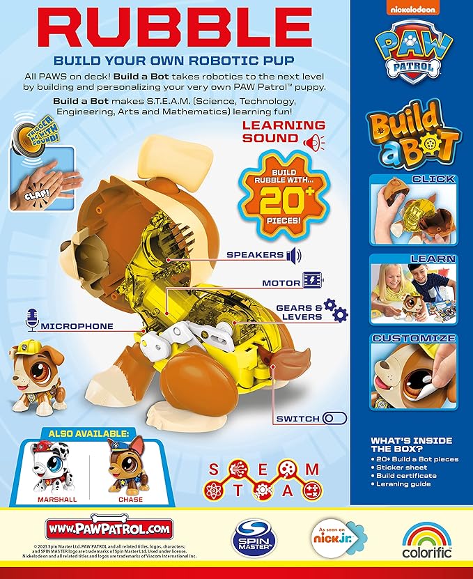 Goliath Build a Bot Paw Patrol Rubble - Build Your Own Robotic Pet - Ages 3-10, Small
