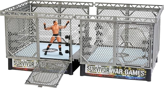 Mattel WWE Survivor War Games Playset with Action Figure, 2 Rings, Cage & 5 Accessories, Includes Randy Orton 6-inch Collectible