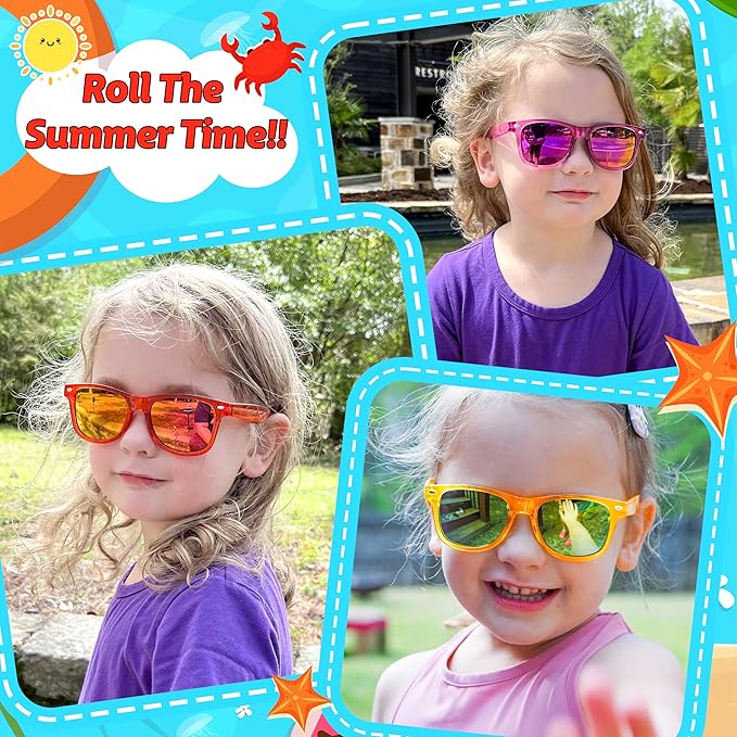 GIFTINBOX 16 Pack Kids Sunglasses, Great Gifts Party Favors For Kids 3-8, Translucent Sunglasses with UV400 Protection, Beach Pool Birthday Party Supplies