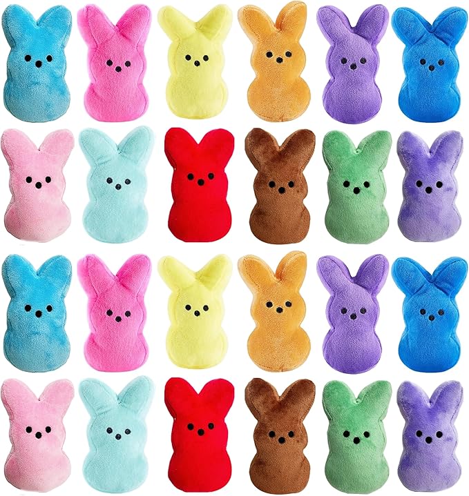 24PCS Cute Bunny Plush Toys,Easter Basket Stuffers Toys for Kids,Bunny Stuffed Animals,Easter Party Favors Gift for Girls Boys
