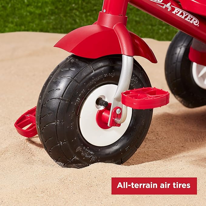 Radio Flyer Ultimate All-Terrain Stroll ’N Trike, Ages 1-5, Convertible 4-in-1 Tricycle, All-Terrain Tires, Parent Push Handle, UV Canopy, Accessories, Safety Harness, Stroller Tricycle for Toddlers