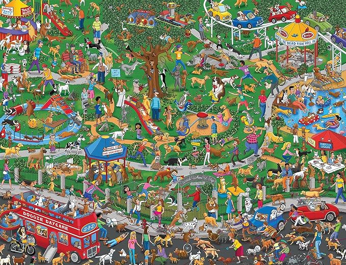 Springbok The Dog Park 1000 Piece Jigsaw Puzzle for Adults Features a Fun and Colorful Dog Park Full of Dogs and Their Antics