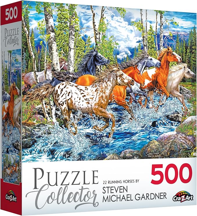 RoseArt - Puzzle Collector - 22 Running Horses - 500 Piece Jigsaw Puzzle for Adults