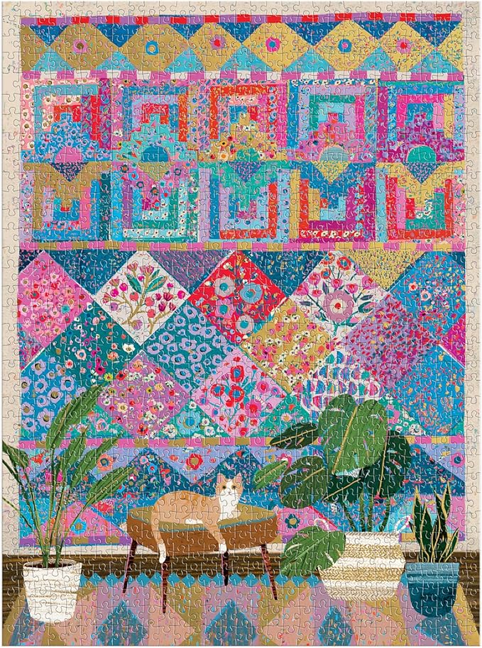 Galison Quilter's Corner – 1000 Piece Victoria Ball Jigsaw Puzzle Featuring Beautiful Artwork of Quilts and Textile Arts
