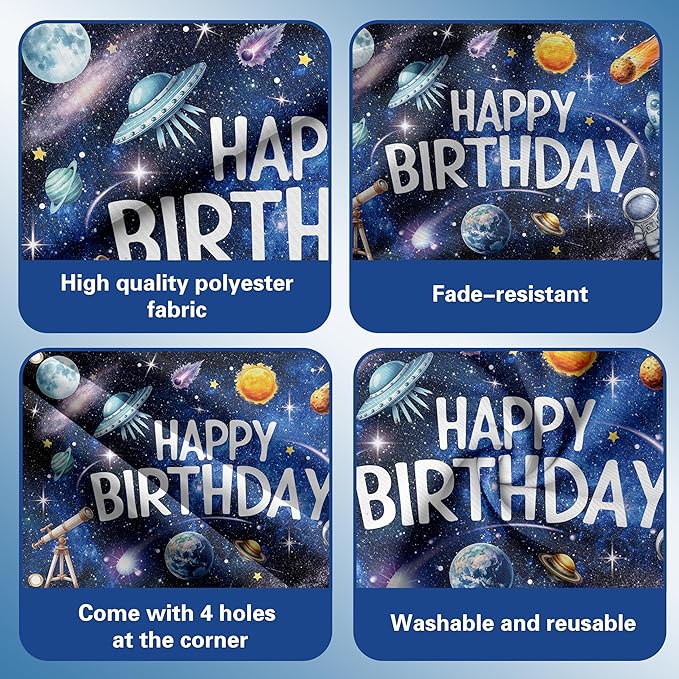 Outer Space Birthday Decorations for Boys,Party Decor Supplies Boy Including Happy Birthday Backdrop,Rocket Balloons Astronaut Foil Balloon