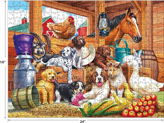 RoseArt - Puzzle Collector - Barnyard Puppy Pals - 500 Piece Jigsaw Puzzle for Adults