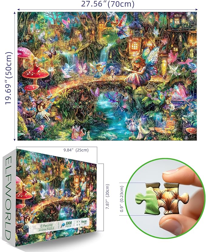 Blueforest - Fantasy Elf World - 1000 Piece Jigsaw Puzzle for Adults Challenging Funny Family Puzzle Perfect for Game Nights Finished Puzzle Size is 27.55 x 19.68 inches