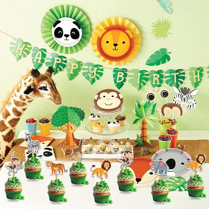 Jugle Safari Cupcake Topper – Animal-Themed Decorative Party Picks for Birthday Cupcakes, Dessert Tables, Nature-Inspired Celebrations, Event Styling, Themed Parties, and Special Occasion Decorations