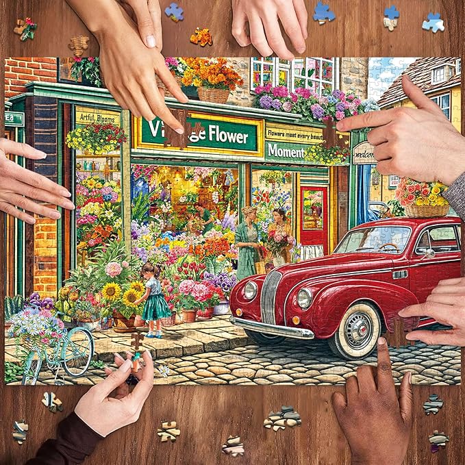 1000 Piece Puzzles for Adults, Landscape Puzzle, Flower Shop Jigsaw Puzzle 1000 Pieces for Adults Seniors, Fun Decor Challenging Family Games Holiday Party Gifts -1:1 Poster