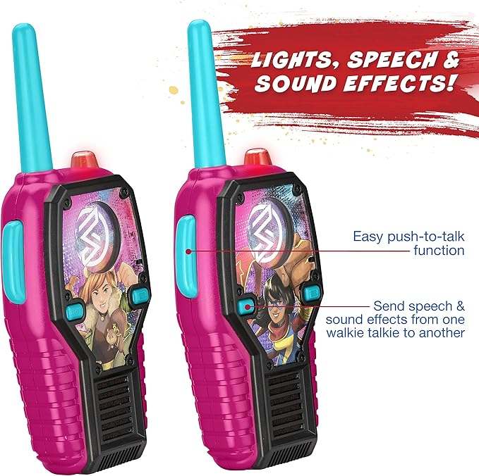 Marvel Rising FRS Walkie Talkies with Lights and Sounds Kid Friendly Easy to Use