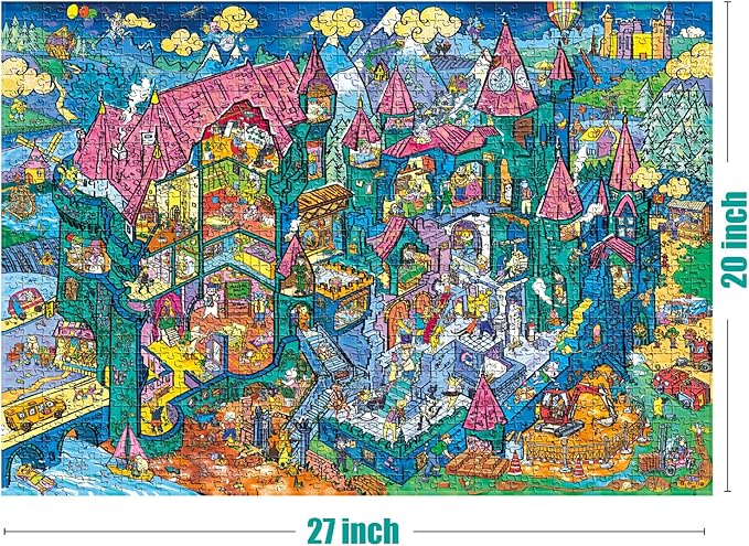 ANTELOPE 1000 Piece Puzzle Bundle, Young Adult, Cardboard, Pets and Entertainment Theme, 3 in 1 Set - Dog Park, Drive in Movie, Cat Castle