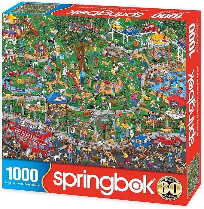 Springbok The Dog Park 1000 Piece Jigsaw Puzzle for Adults Features a Fun and Colorful Dog Park Full of Dogs and Their Antics