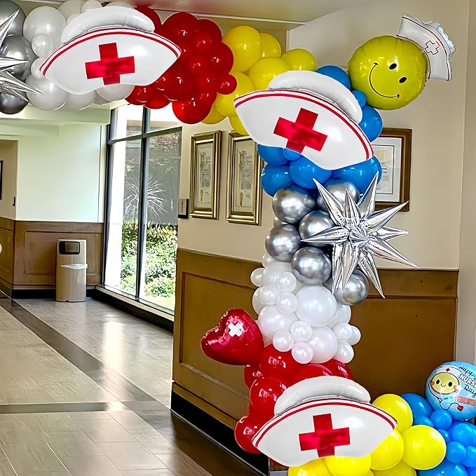 Nurse Cap Balloons 3 PCS/Nurse Party Decorations/Nurse Graduation Decorations/Nursing Graduation Party Supplies/Nursing School Graduation Party Decorations/Nurse Balloons