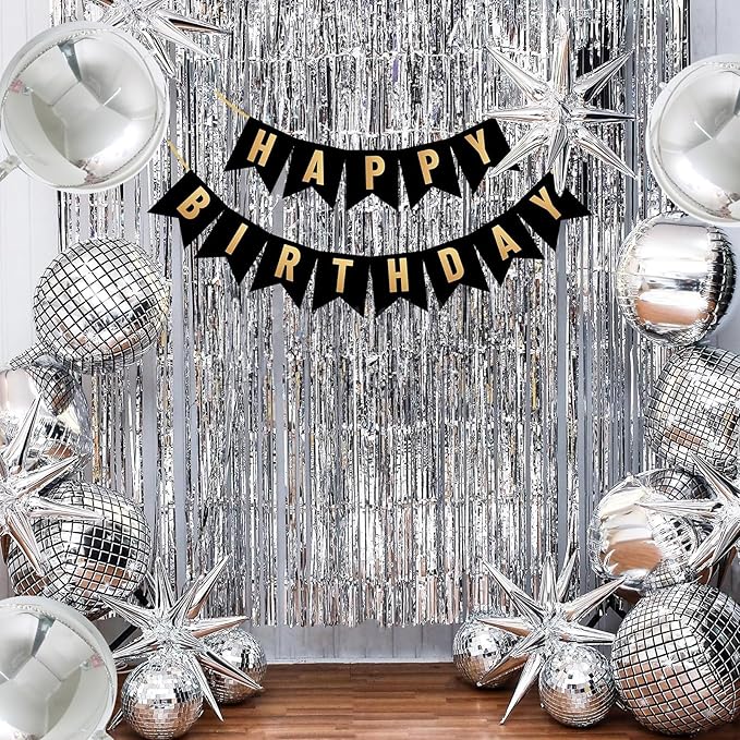 TONIFUL 8Pcs Large Silver 4D Giant Round Foil Balloon 22inch Big Mirror Metallic Mylar Sephere Balloons for Christmas New Year Birthday Party Graduation Wedding Bridal Shower Decoration Supplies