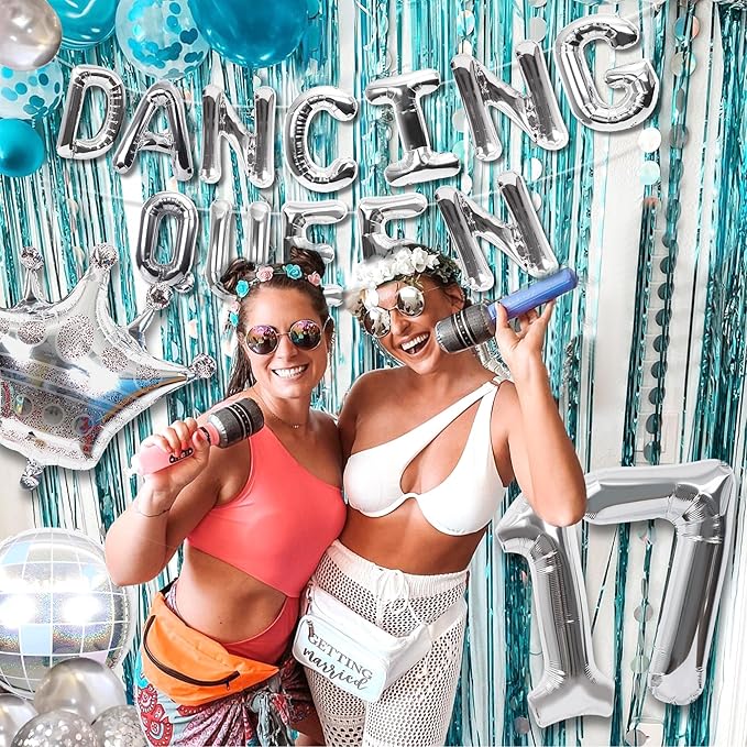 37 PCS Dancing Queen 17 Balloons Dancing Queen Mamma Mia Party Decorations 17 Birthday Party Decoration Sliver Blue 17 Birthday Decoration Mamma Mia Party Supplies