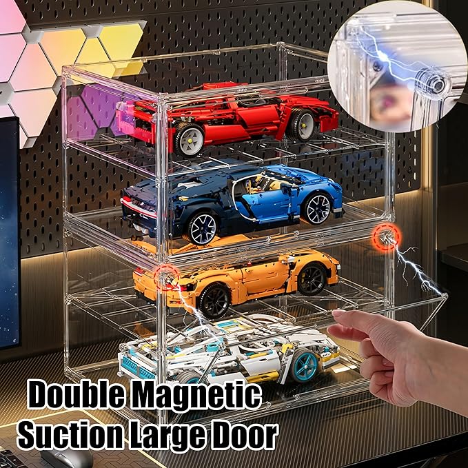 Jumbo Vertical Acrylic Display Case - Extra Tall 19.6" Cabinet for Oversized Figures, Magnetic Door & Stackable Dustproof Showcase for Statues, Plush Art Dolls (Extra Large 14.5"x11.5"x19.6")