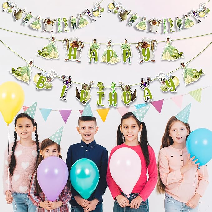 "The Princss and the Frog Theme Birthday Party Supplies – Cartoon Inspired Decorations for Girls – Happy Birthday Banner, Cake Topper, Garland, Cupcake Toppers – Magical Princss Theme Party Décor "