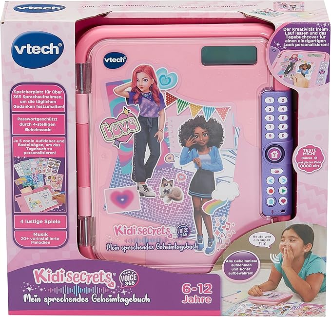 Vtech KidiSecrets - Magic Voice 365 - The 2-in-1 Diary for Voice Recordings, Creative Games and Personal Memories - for Children Aged 6-12 Years