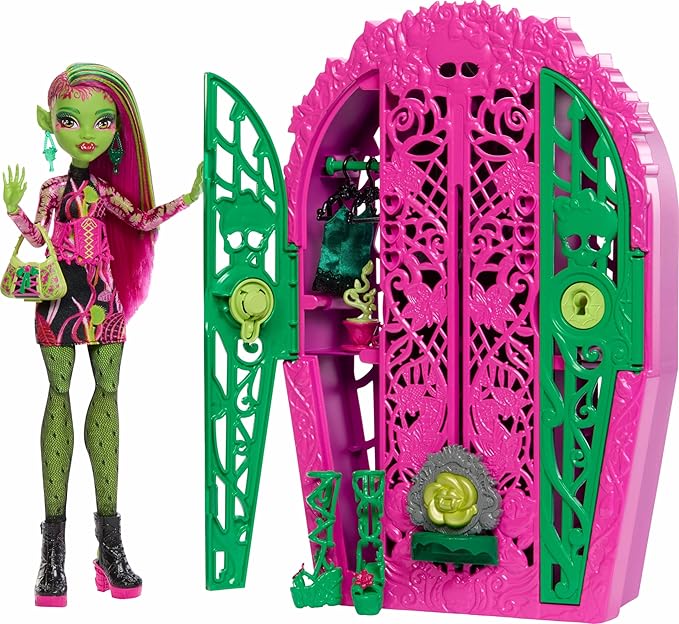 Monster High Skulltimate Secrets Doll & Accessories Set, Garden Mysteries Venus McFlytrap with Reveal Closet & 19+ Tea Party Surprises Like Clothes