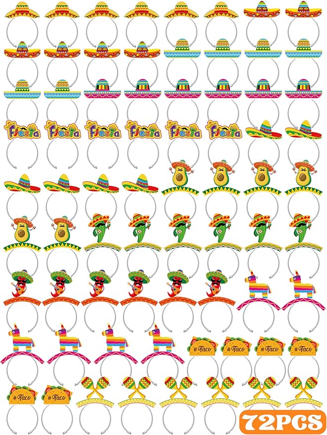 Melisheer Sombrero Party Hats, Mexican Sombrero Headbands, Colorful Cardboard Cinco De Mayo Headpieces, Fiesta Head Toppers