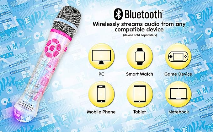 LOL Surprise Remix OMG Bluetooth Karaoke Microphone with LED Disco Party Lights, Portable Bluetooth Speaker Compatible with Apple Samsung Siri and Google Assistant, Karaoke Machine for Kids